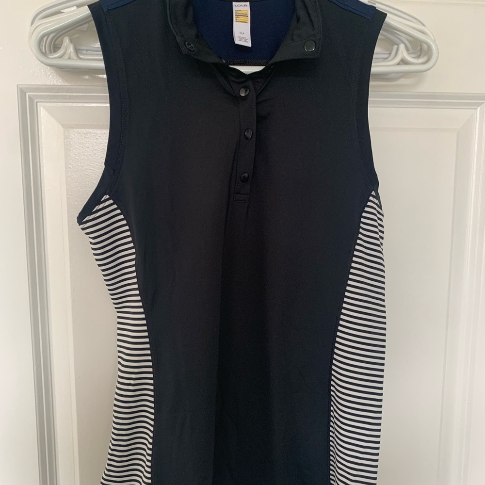 Lole Black and White Striped Golf Tank Top
